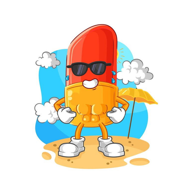 Vector lipstick sunbathing in summer character vector