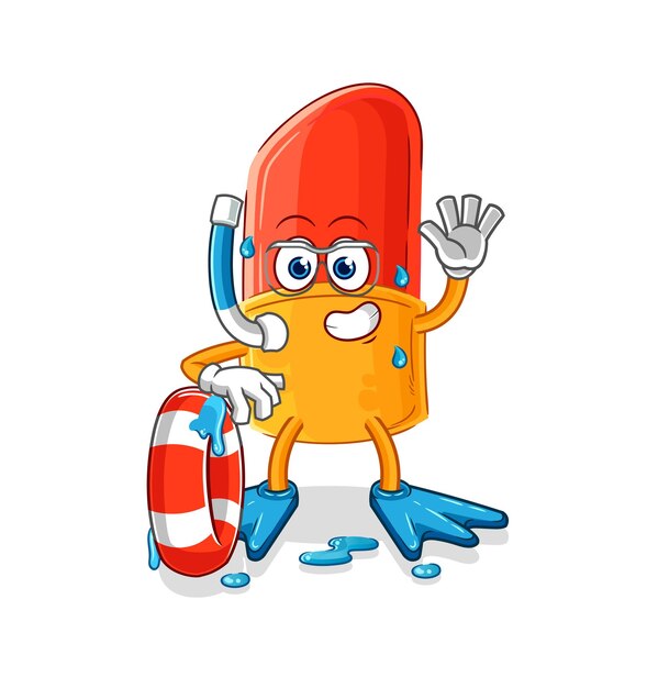 Lipstick swimmer with buoy mascot cartoon vector