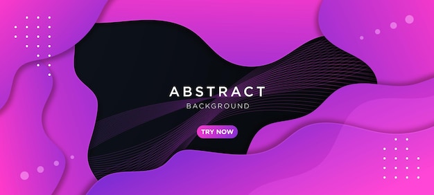 Liquid abstract background dark black and blue pink wavy liquid fluid vector banner template design