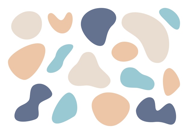 Liquid abstract shapes in trendy minimal design pastel color. Fluid geometric elements. Vector