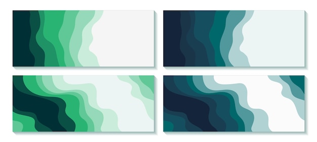 Liquid abstract wave layer background. Blue green and white fluid vector banner template design