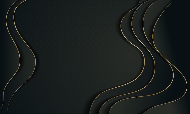 Liquid black wallpaper background gold line effect