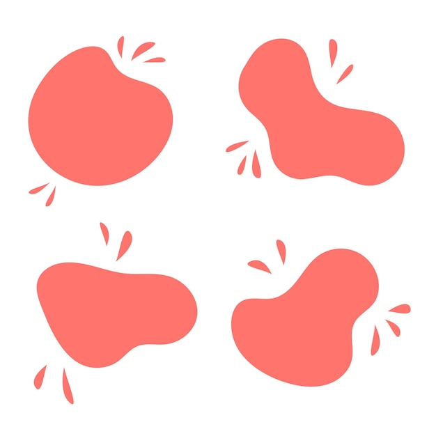 Liquid blob vorm rode kleur vector illustratie set geïsoleerde elementen op witte achtergrond