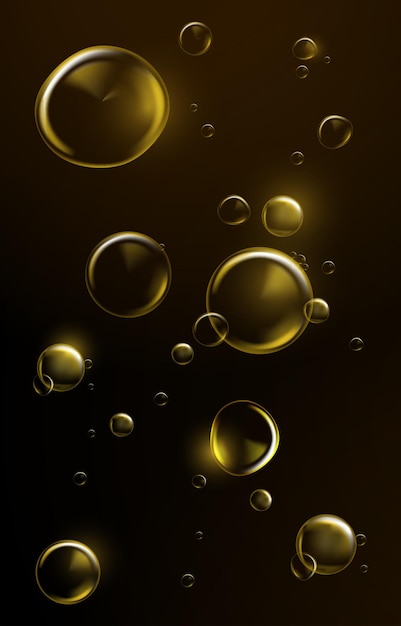 Вектор Жидкий пузырь золотистого цвета на черном фоне