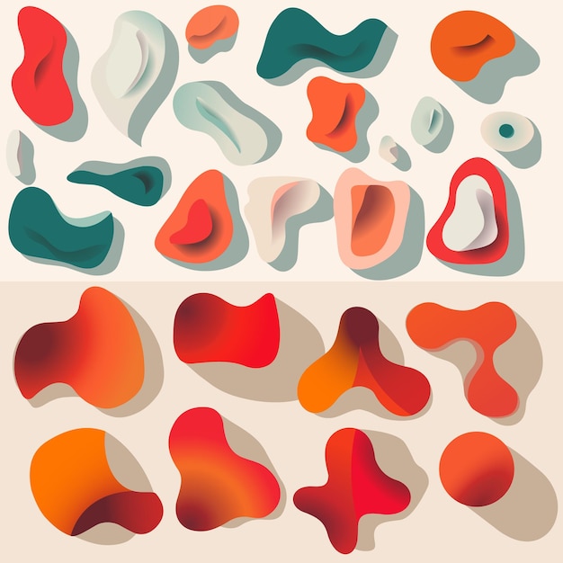 Liquid color abstract vector shapes on a white background