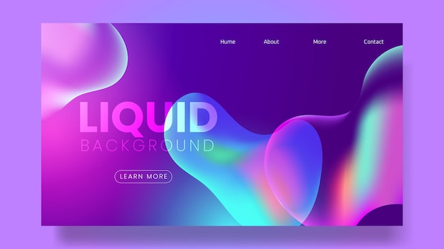 液体色の背景のランディングページのデザイン 流体グラデーション形状の構成 未来的なデザインのポスター