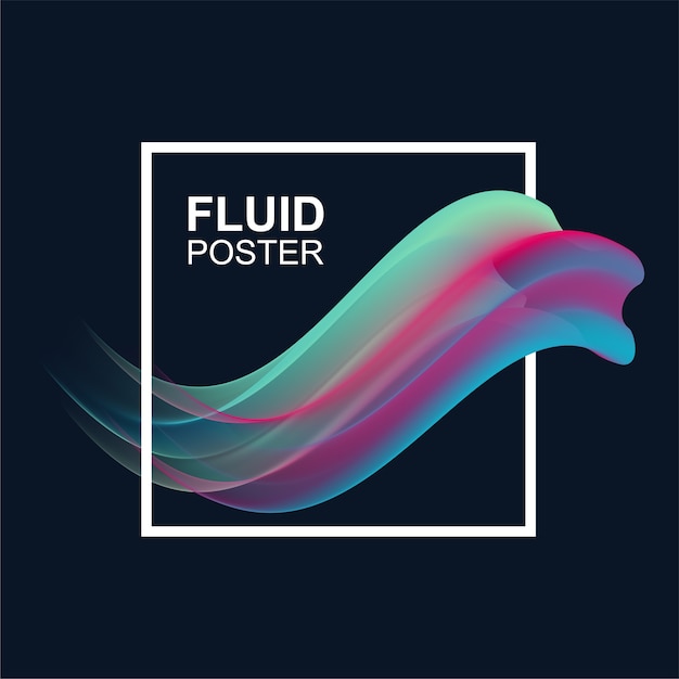 Liquid color poster. Beautiful fluid shapes composition.