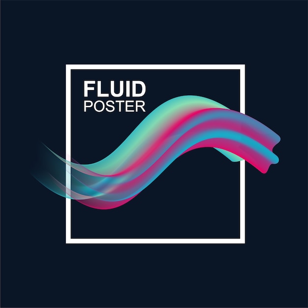 Liquid color poster. Beautiful fluid shapes composition.