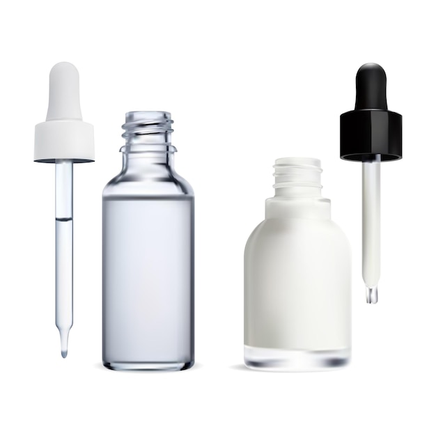 Vector liquid cosmetic serum bottle essential oil dropper bottle