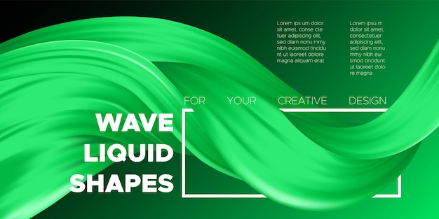 Vector liquid curved shapes abstract flow background design