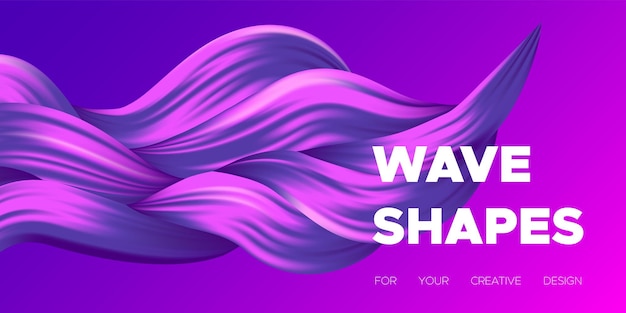 Vector liquid curved shapes abstract flow background design