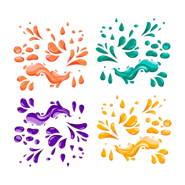 Vector liquid drop icons set of different colors. vector collection of flat drops.