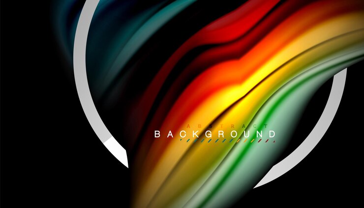 Vector liquid fluid colors holographic design with metallic style line shape