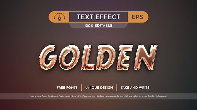 Liquid Gold 편집 가능한 텍스트 효과 글꼴 스타일