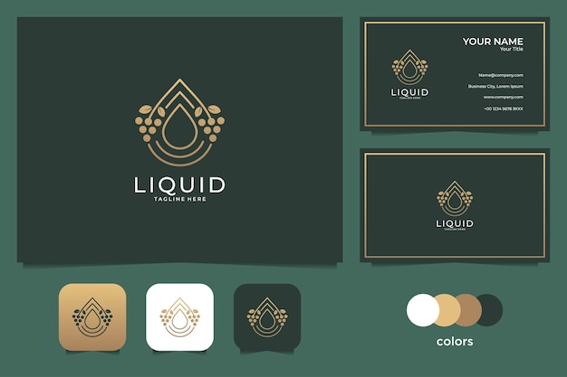 Liquid gold logo  and business card. good use for fashion and spa logo