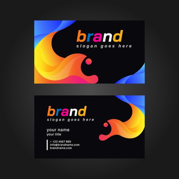 Vector liquid gradient name card template design