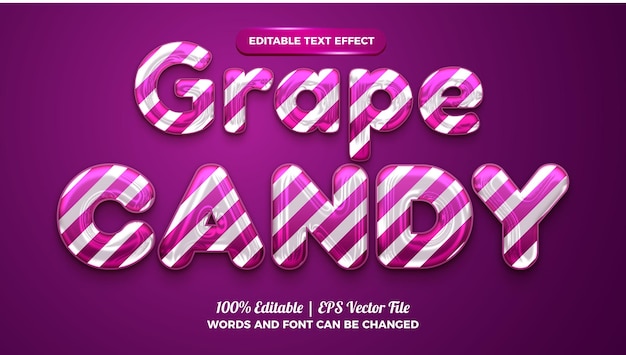 Vector liquid grape candy 3d editable text effect