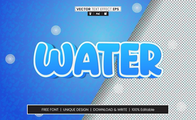 Vector liquid ice water freeze text effect