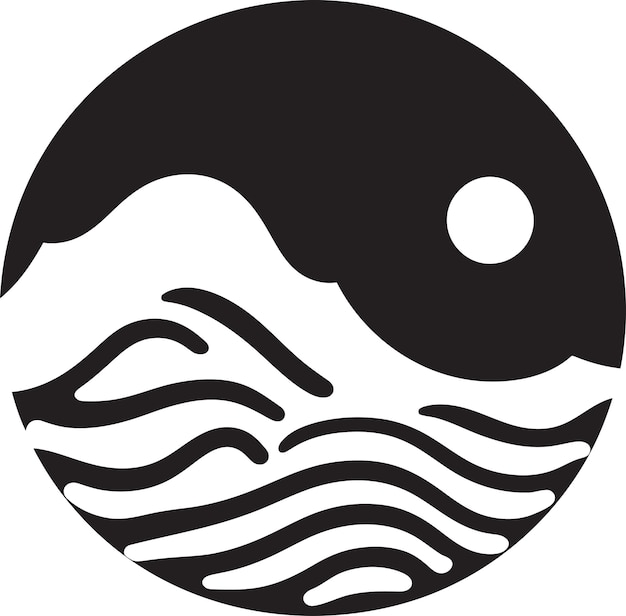 Vector liquid lineage water wave icon vector zen wave minimalist wave logo design