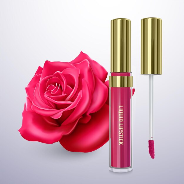 Rossetto liquido in un colore rosa brillante