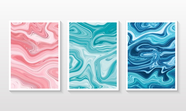 Vector liquid marble background collection set