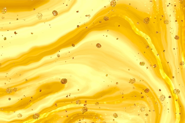 Liquid marble background with gold splatter