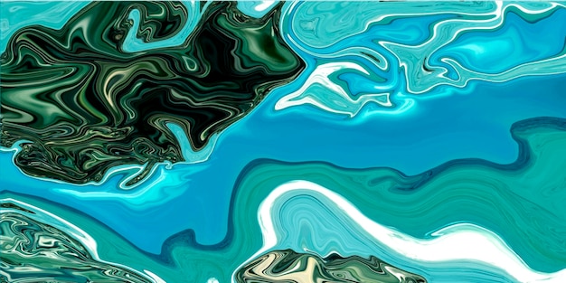 Vector liquid marble in blue and green tones