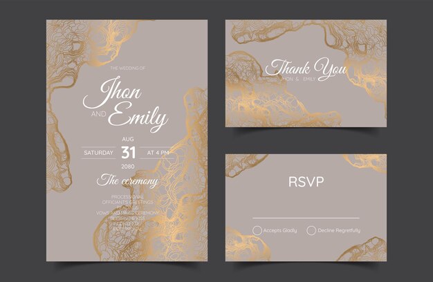 liquid marble line wedding invitation