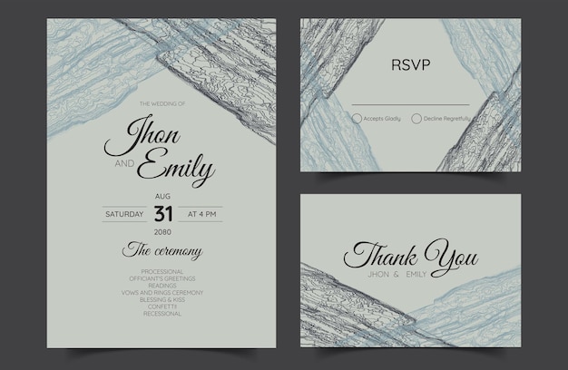 Vector liquid marble line wedding invitation