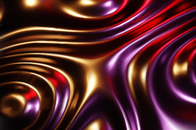 Vector liquid molten metal abstract wavy background with color light reflects