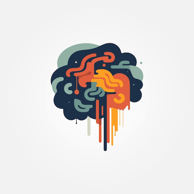 Vector liquid motion creative brain vector illustration