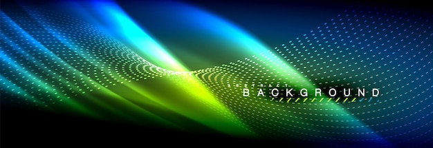 Vector liquid neon flowing waves glowing light lines background