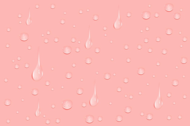 Vector liquid pink wet drops of gel or collagenspilled puddles of cosmetic serum or water