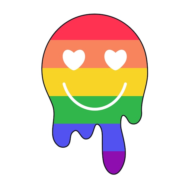 Liquid psychedelic smile in rainbow colors of pride LGBT