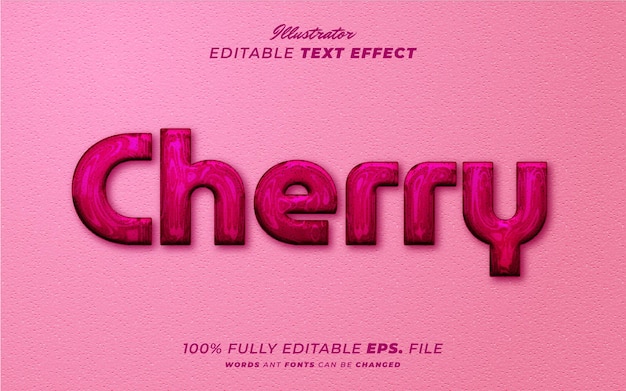 Vector liquid red cherry 3d editable text effect