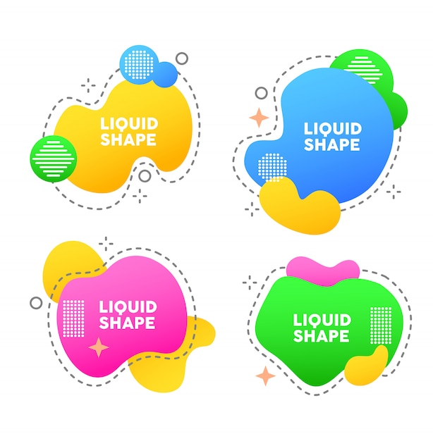 Vector liquid shape object design set. liquid trendy style