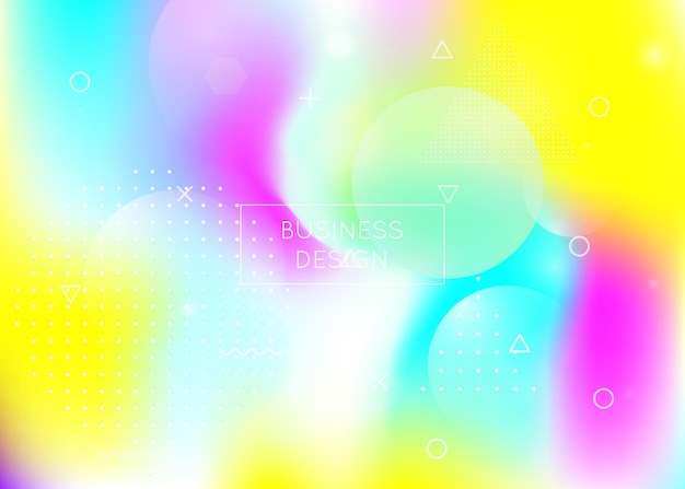 Liquid shapes background with dynamic fluid holographic bauhaus