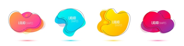 Liquid shapes gradient geometric collection banners with shadow. Abstract fluid element design. Vector illustration