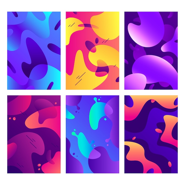 Liquid shapes posters, modern color fluid shape, abstract diffused colours and fashion gradient poster background