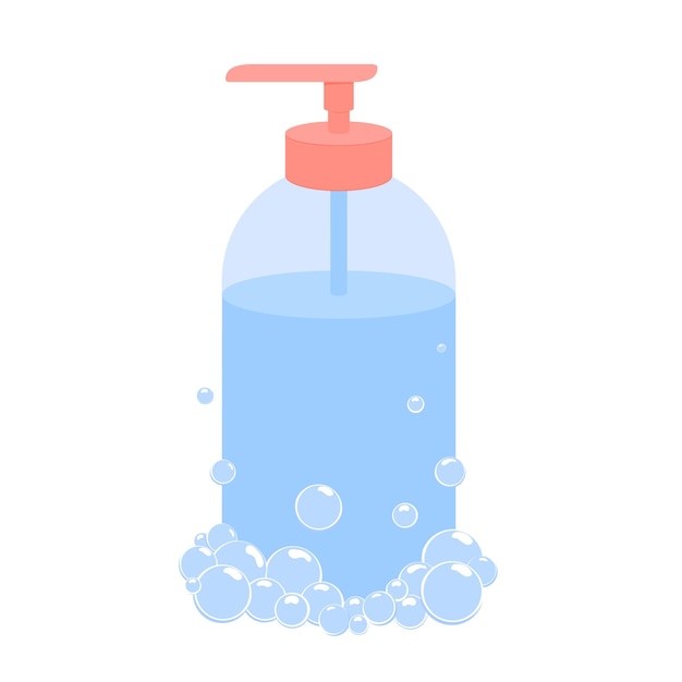 Liquid soap in a bottle with a dispenser Vector illustration