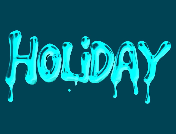 Vector liquid text effect holiday on isolated transparent background