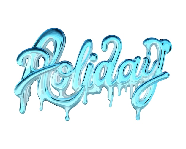 Vector liquid text effect holiday on isolated transparent background