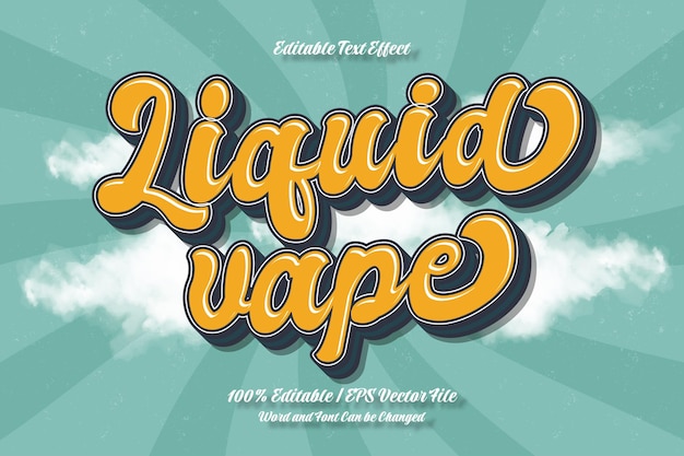 Liquid Vape text effect editable 3D vintage style
