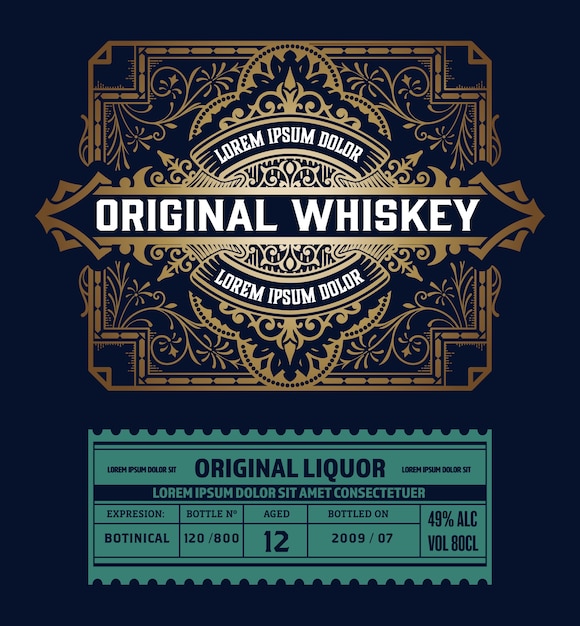Vector liquor label vintage design retro illustratie
