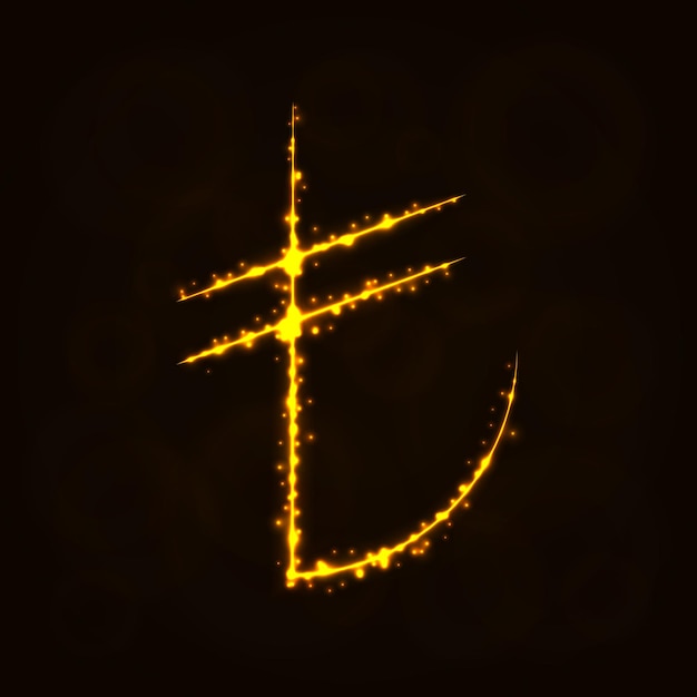 Знак лиры Иллюстрация Иконка Огни Силуэт на темном фоне Светящиеся линии и точки