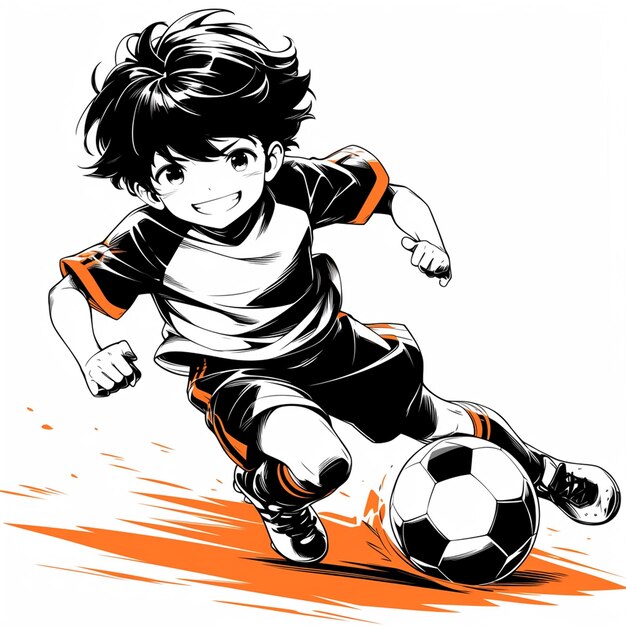 Vector a lisbon boy plays futsal in cartoon style