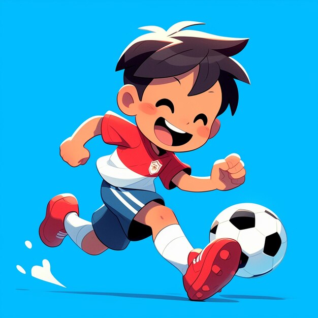 Vector a lisbon boy plays futsal in cartoon style