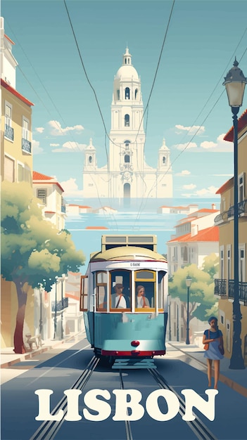 Vector lisbon retro poster