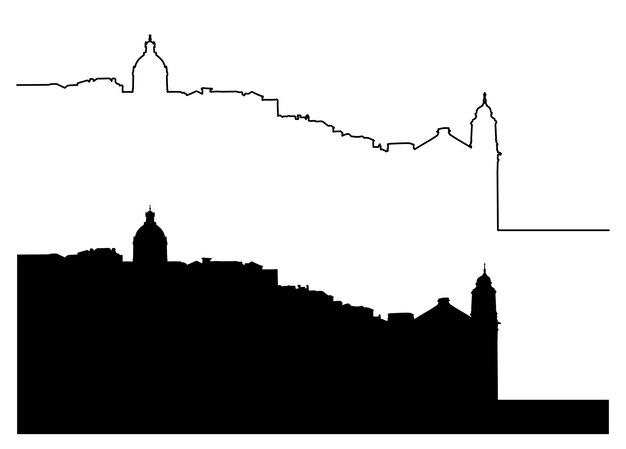 Lisbon silhouette outline cityscape