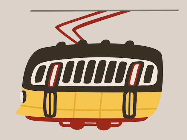 Lisbon yellow tram Cute simple vector illustration